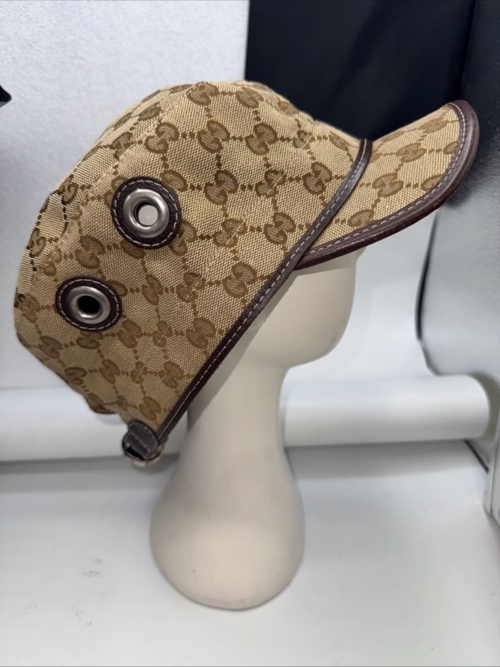 Gucci/Tom Ford military Cap Beige/Brown GG Canvas hat Size XL
